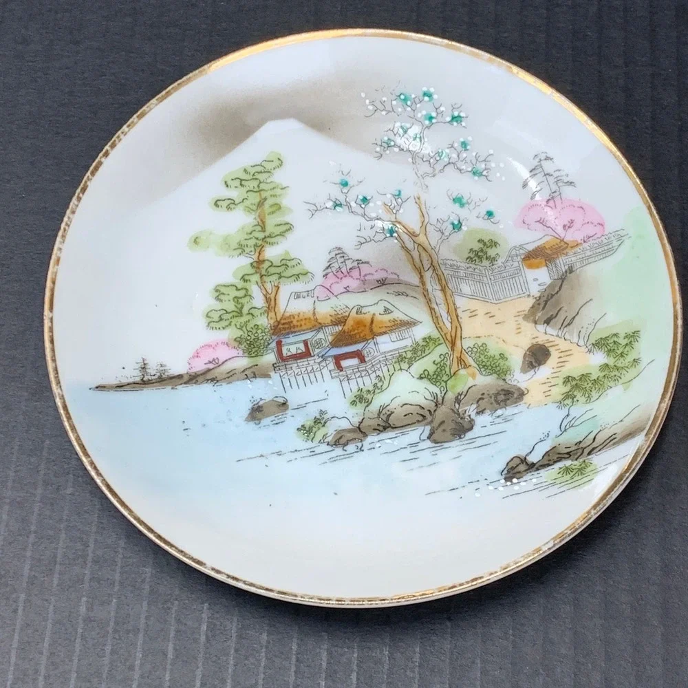 Vintage Made In‎ Japan Decorative Plates Mount Fuji Asian Landscape Set of 3